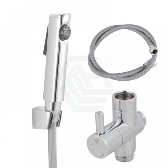 Handheld Chrome ABS Toilet Bidet Spray Wash Kit with Diverter Tap Set 1.2m Nylon Water Hose